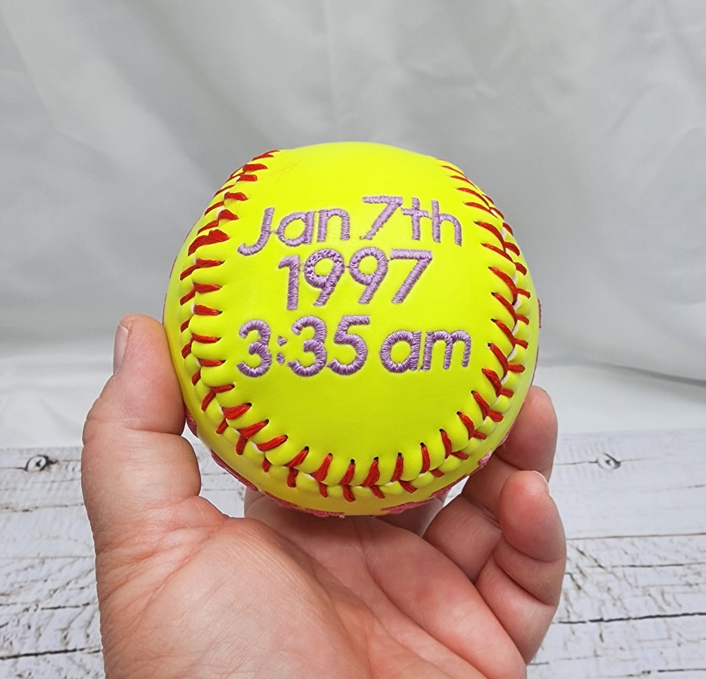 Birth Stats gift // Custom Personalized Embroidered Softball // Baby Gift // Softball Gift // Keepsake ball //Memorabilia