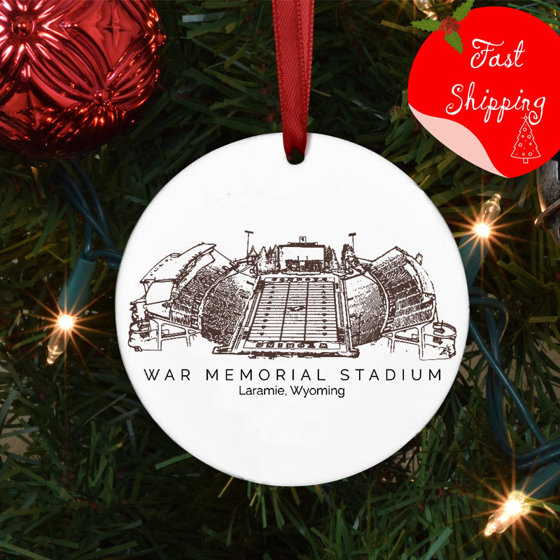 War Memorial Stadium - Wyoming Cowboys football,College Football Ceramic Christmas Ornament