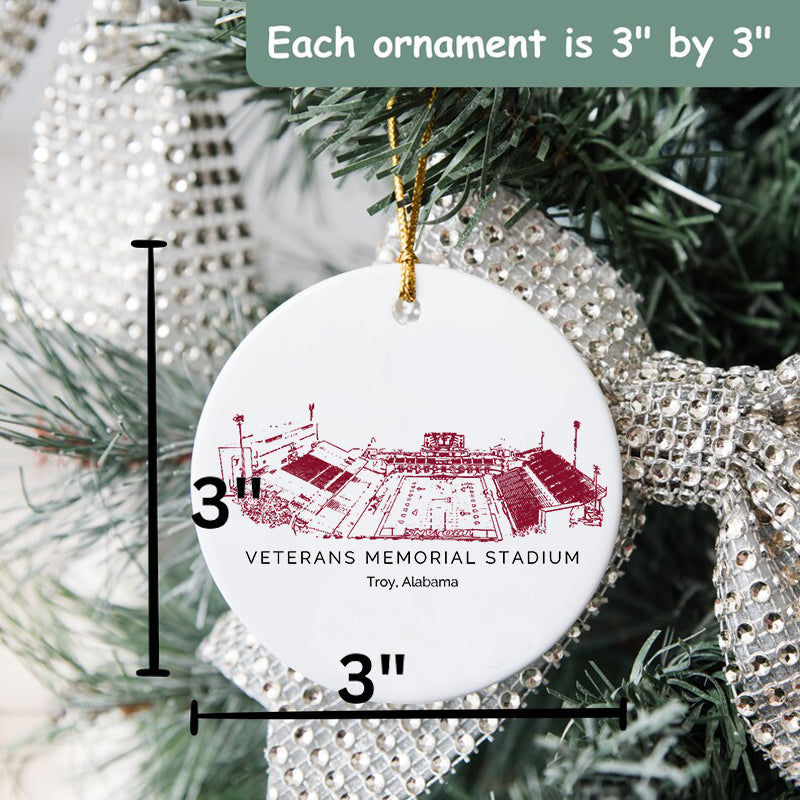 Veterans Memorial Stadium - Troy Trojans football,College Football Ceramic Christmas Ornament