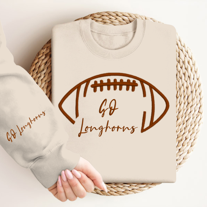 Embroidered GO Longhorns Game Day Shirt, Tis The Season Shirt, Embroidered Fall Shirt, Touchdown Football Shirt Sweatshirt