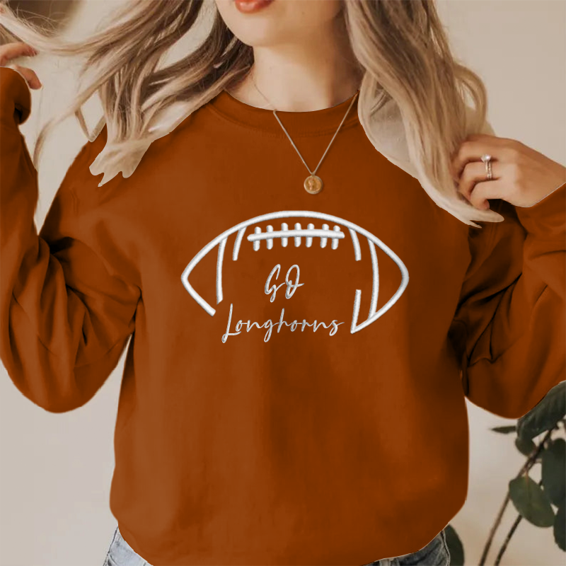 Embroidered GO Longhorns Game Day Shirt, Tis The Season Shirt, Embroidered Fall Shirt, Touchdown Football Shirt Sweatshirt