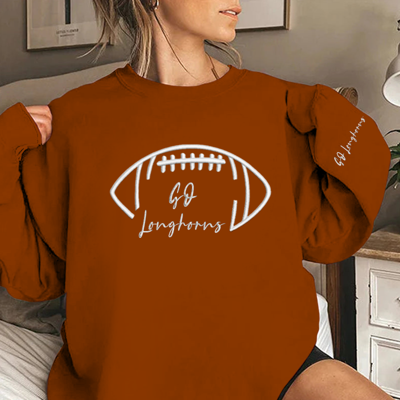 Embroidered GO Longhorns Game Day Shirt, Tis The Season Shirt, Embroidered Fall Shirt, Touchdown Football Shirt Sweatshirt