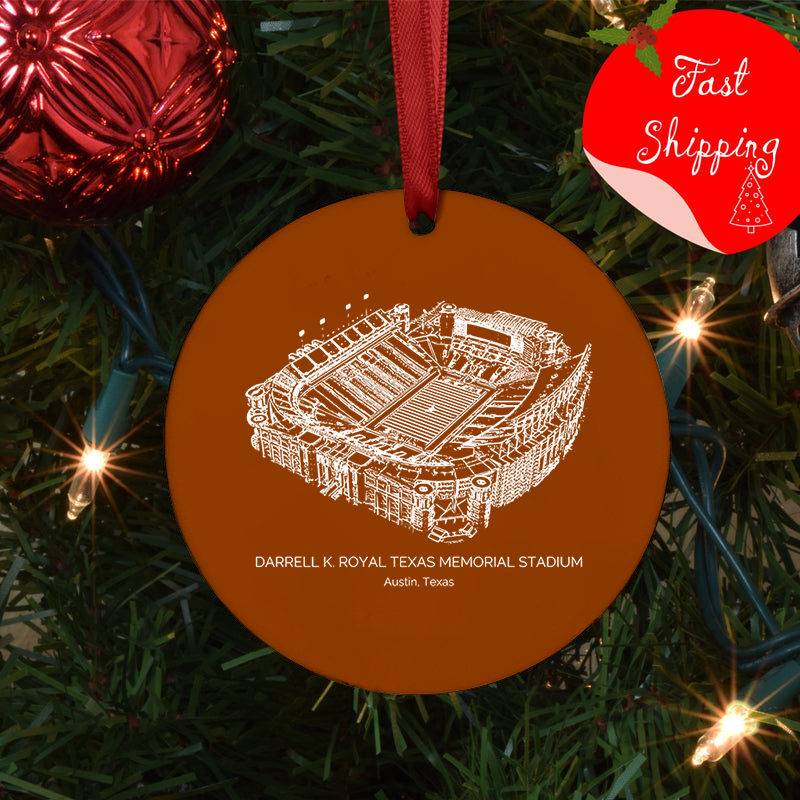 Darrell K Royal–Texas Memorial Stadium - Texas Longhorns football,College Football Ceramic Christmas Ornament