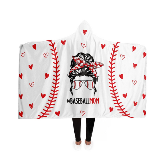 Baseball Mom Hooded Blanket, Custom Baseball Blanket,Game Day Blanket, Baseball Mom Messy Bun