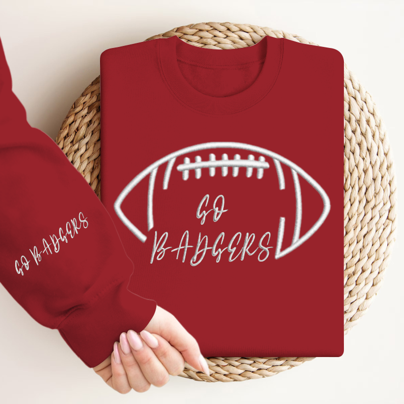 Embroidered GO BADGERS Game Day Shirt, Tis The Season Shirt, Embroidered Fall Shirt, Touchdown Football Shirt Sweatshirt