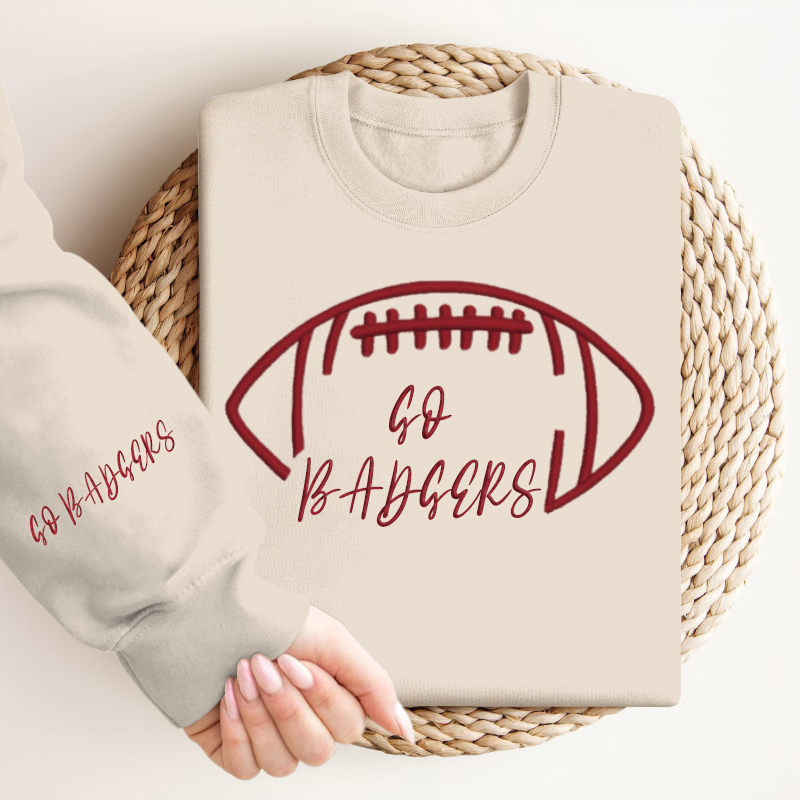 Embroidered GO BADGERS Game Day Shirt, Tis The Season Shirt, Embroidered Fall Shirt, Touchdown Football Shirt Sweatshirt