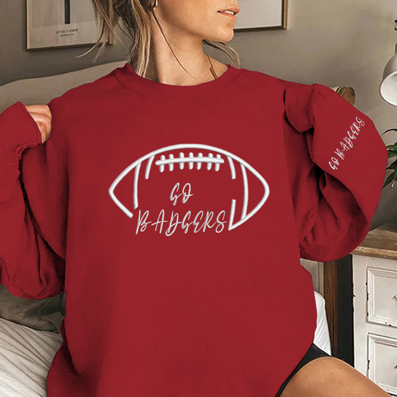 Embroidered GO BADGERS Game Day Shirt, Tis The Season Shirt, Embroidered Fall Shirt, Touchdown Football Shirt Sweatshirt