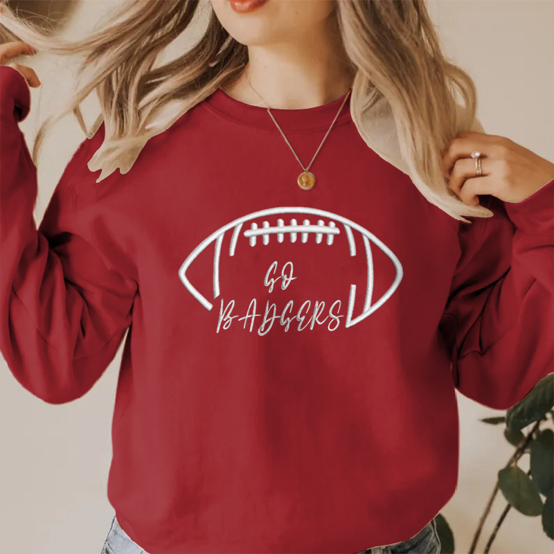 Embroidered GO BADGERS Game Day Shirt, Tis The Season Shirt, Embroidered Fall Shirt, Touchdown Football Shirt Sweatshirt