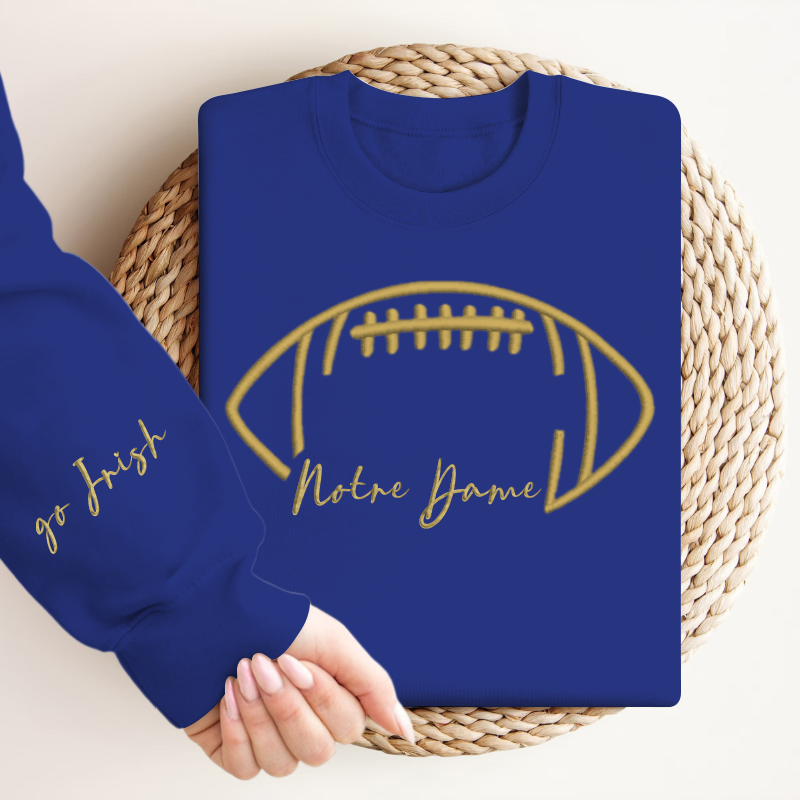 Embroidered Notre Dame Go Irish Game Day Shirt, Tis The Season Shirt, Embroidered Fall Shirt, Touchdown Football Shirt Sweatshirt