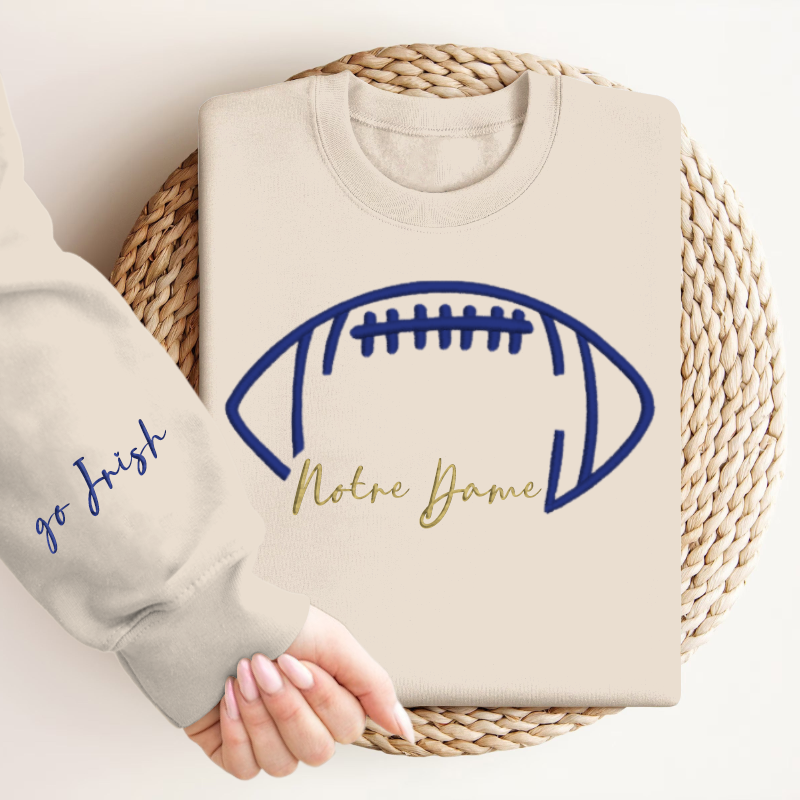 Embroidered Notre Dame Go Irish Game Day Shirt, Tis The Season Shirt, Embroidered Fall Shirt, Touchdown Football Shirt Sweatshirt