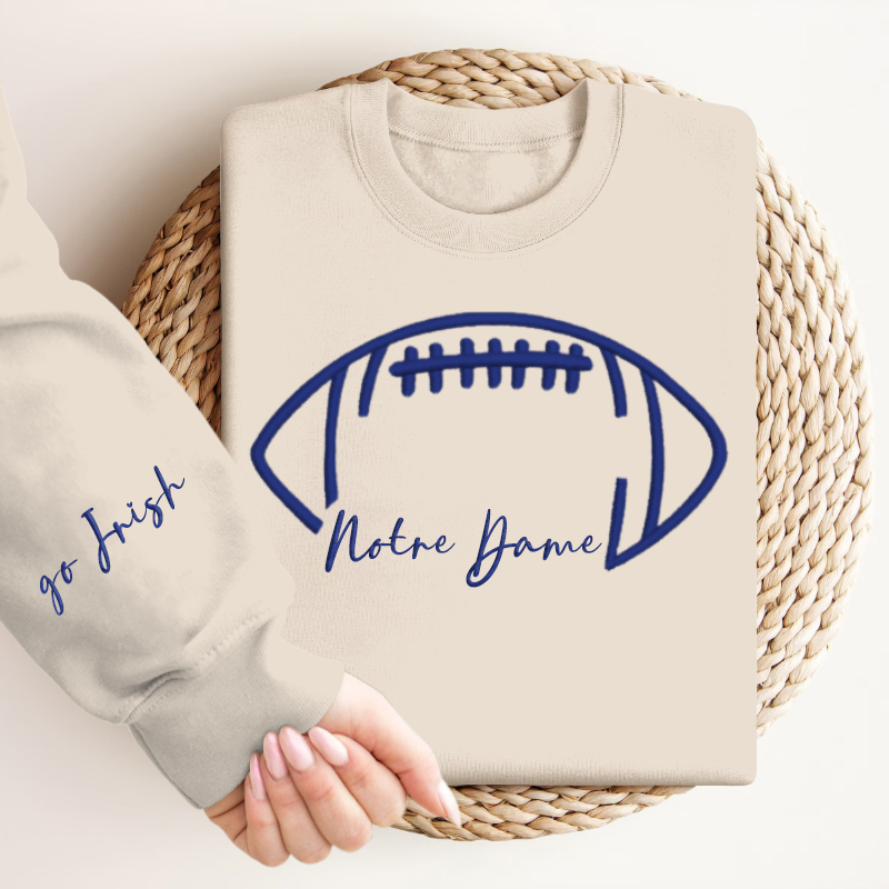 Embroidered Notre Dame Go Irish Game Day Shirt, Tis The Season Shirt, Embroidered Fall Shirt, Touchdown Football Shirt Sweatshirt