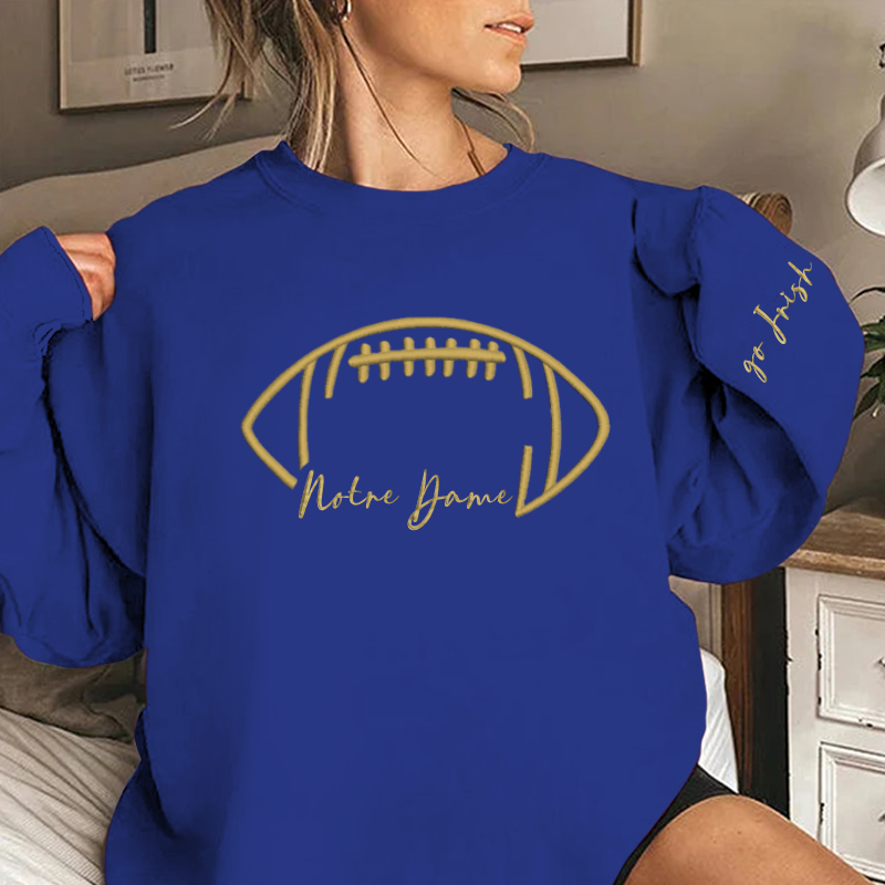 Embroidered Notre Dame Go Irish Game Day Shirt, Tis The Season Shirt, Embroidered Fall Shirt, Touchdown Football Shirt Sweatshirt