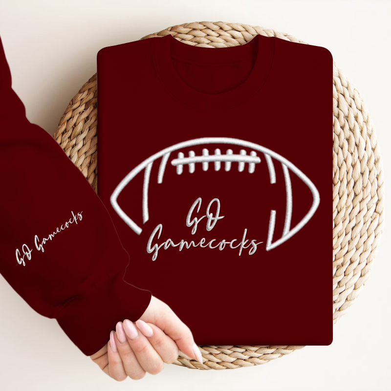 Embroidered GO Gamecocks Game Day Shirt, Tis The Season Shirt, Embroidered Fall Shirt, Touchdown Football Shirt Sweatshirt