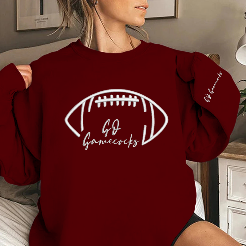 Embroidered GO Gamecocks Game Day Shirt, Tis The Season Shirt, Embroidered Fall Shirt, Touchdown Football Shirt Sweatshirt