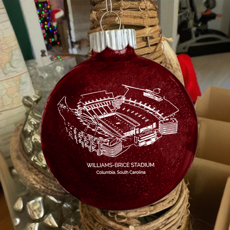 Personalized Williams–Brice Stadium - South Carolina Gamecocks football Christmas Glitter Ornament Ball, Xmas Football Stadium Ball