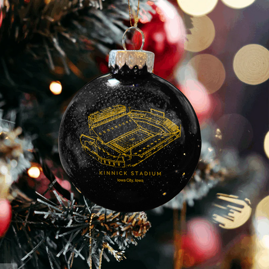 Personalized Kinnick Stadium - Iowa Hawkeyes football Christmas Glitter Ornament Ball, Xmas Football Stadium Ball