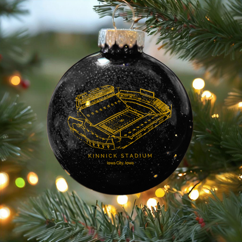 Personalized Kinnick Stadium - Iowa Hawkeyes football Christmas Glitter Ornament Ball, Xmas Football Stadium Ball