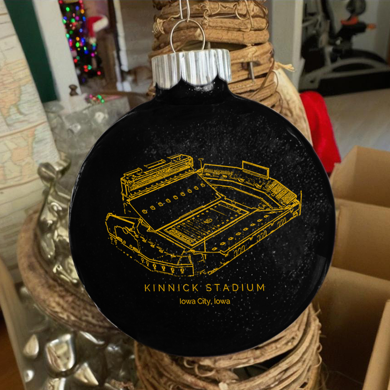 Personalized Kinnick Stadium - Iowa Hawkeyes football Christmas Glitter Ornament Ball, Xmas Football Stadium Ball