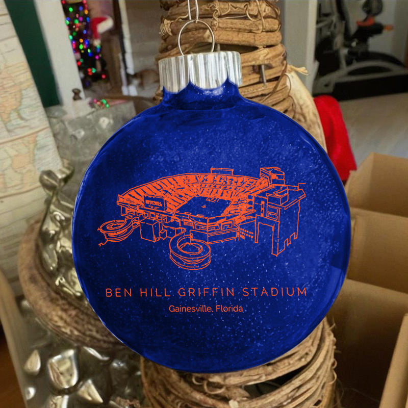 Personalized Ben Hill Griffin Stadium - Florida Gators football Christmas Glitter Ornament Ball, Xmas Football Stadium Ball