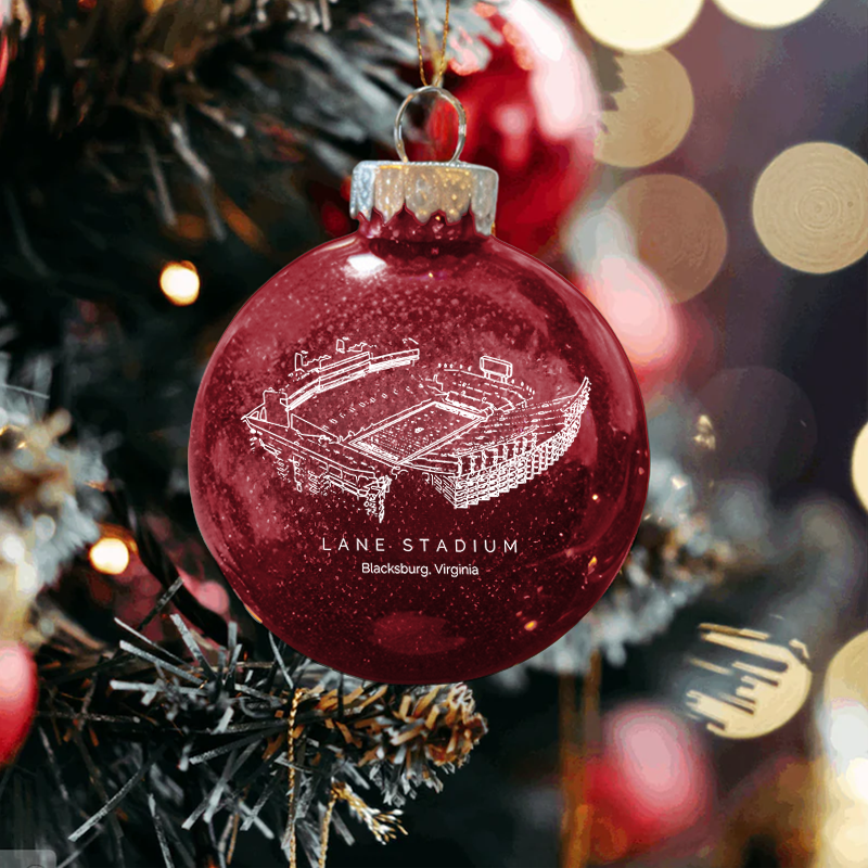 Personalized Lane Stadium - Virginia Tech Hokies football Christmas Glitter Ornament Ball, Xmas Football Stadium Ball