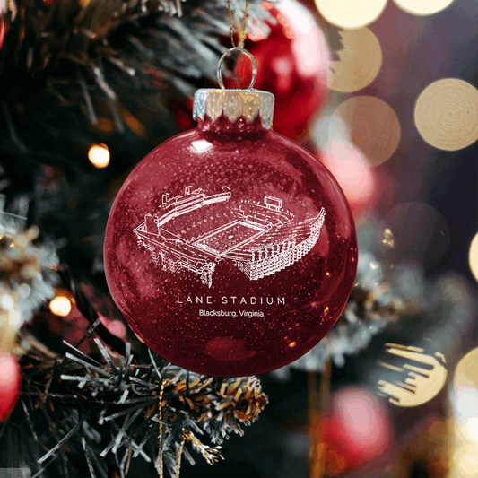 Personalized Lane Stadium - Virginia Tech Hokies football Christmas Glitter Ornament Ball, Xmas Football Stadium Ball