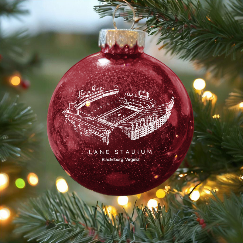 Personalized Lane Stadium - Virginia Tech Hokies football Christmas Glitter Ornament Ball, Xmas Football Stadium Ball