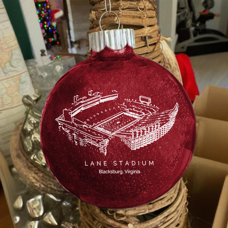 Personalized Lane Stadium - Virginia Tech Hokies football Christmas Glitter Ornament Ball, Xmas Football Stadium Ball