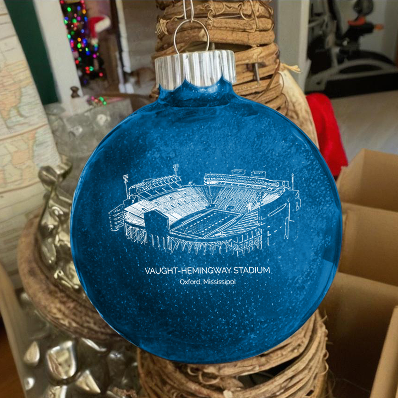 Personalized Vaught–Hemingway Stadium - Ole Miss Rebels football Christmas Glitter Ornament Ball, Xmas Football Stadium Ball