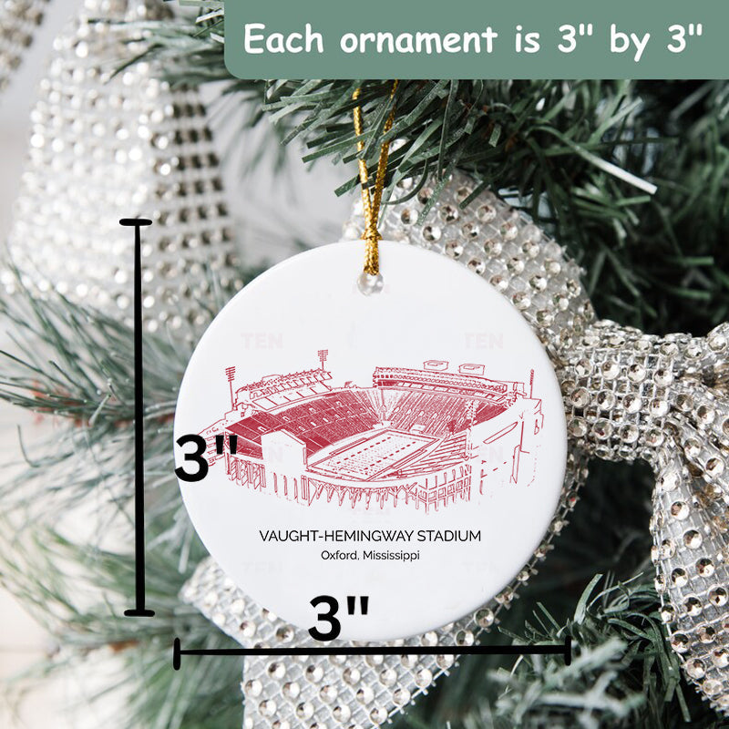 Vaught–Hemingway Stadium - Ole Miss Rebels football, College Football Ceramic Christmas Ornament