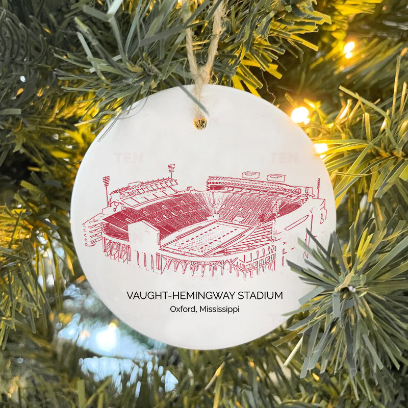 Vaught–Hemingway Stadium - Ole Miss Rebels football, College Football Ceramic Christmas Ornament