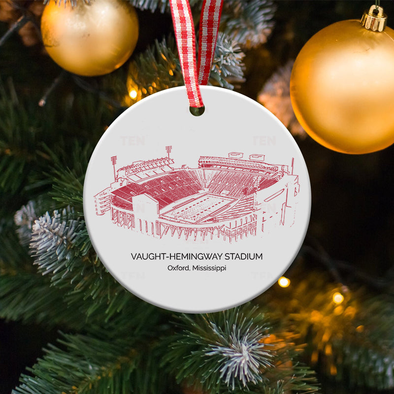 Vaught–Hemingway Stadium - Ole Miss Rebels football, College Football Ceramic Christmas Ornament