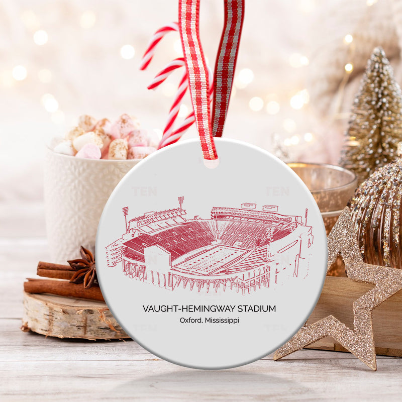 Vaught–Hemingway Stadium - Ole Miss Rebels football, College Football Ceramic Christmas Ornament