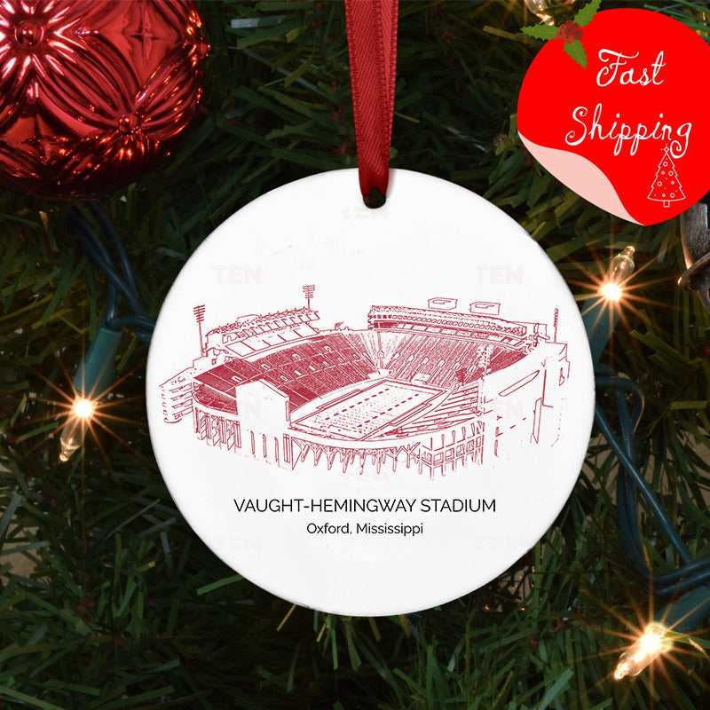 Vaught–Hemingway Stadium - Ole Miss Rebels football, College Football Ceramic Christmas Ornament