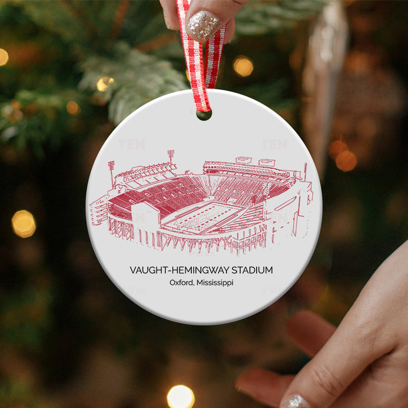 Vaught–Hemingway Stadium - Ole Miss Rebels football, College Football Ceramic Christmas Ornament