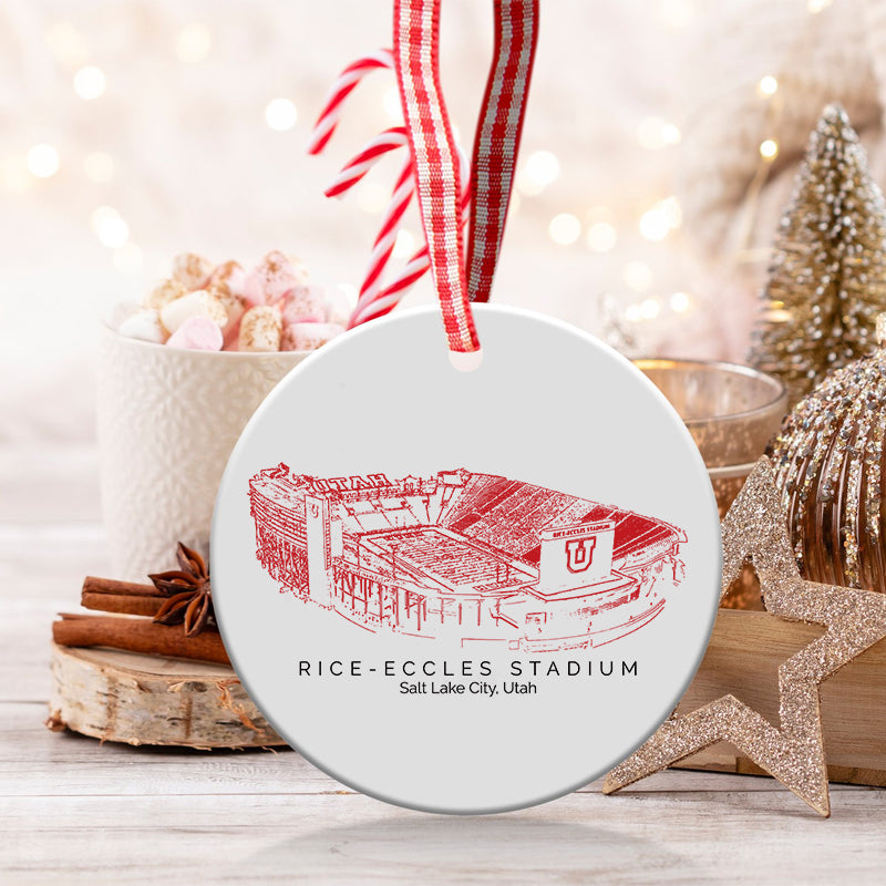 Rice–Eccles Stadium - Utah Utes football,College Football Ceramic Christmas Ornament