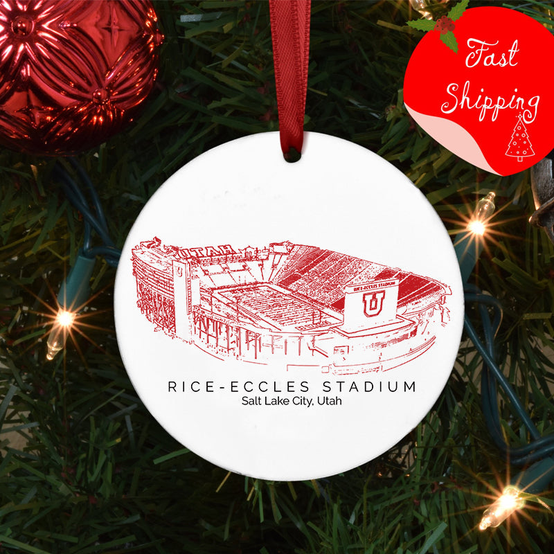 Rice–Eccles Stadium - Utah Utes football,College Football Ceramic Christmas Ornament