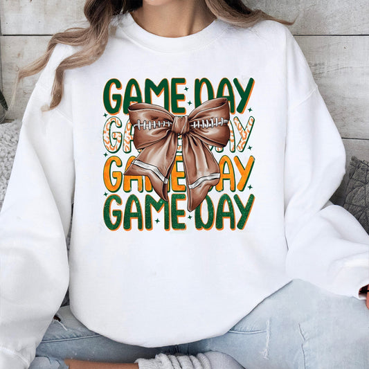 Miami Hurricanes football Game Day Football Bow-Knot Sweatshirt