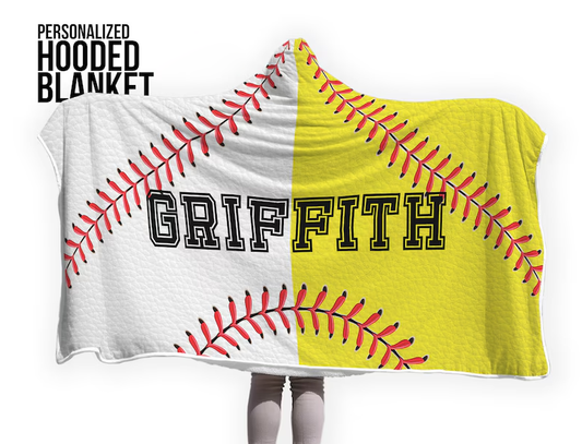 Personalized Softball and baseball hooded Blanket High Quality super soft Softball Hooded Blanket, Add your name and number Softball Gift