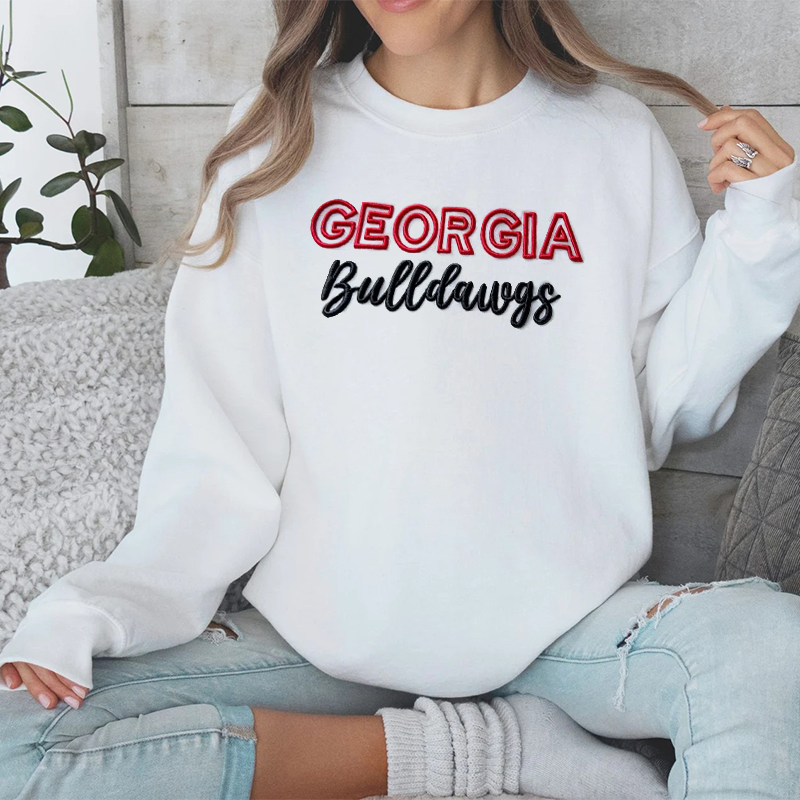 Custom Georgia Bulldogs PUFF Embroidery Sweatshirt,College Team Sweatshirt