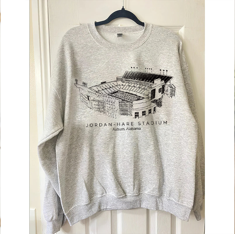 Jordan-Hare Stadium Sketch Auburn University Unisex Crewneck Sweatshirt