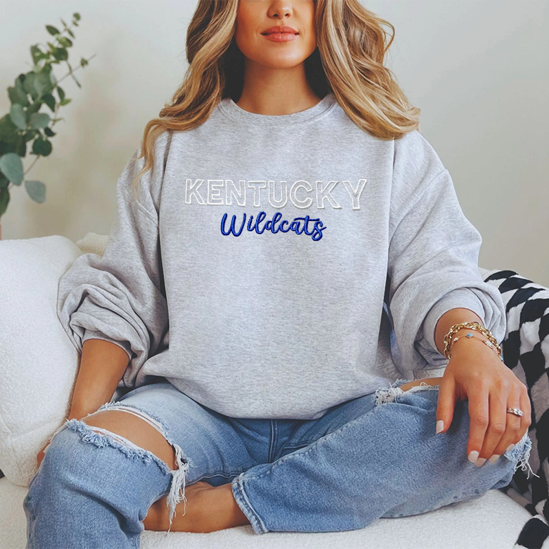 Custom kentucky Wildcats PUFF Embroidery Sweatshirt,College Team Sweatshirt