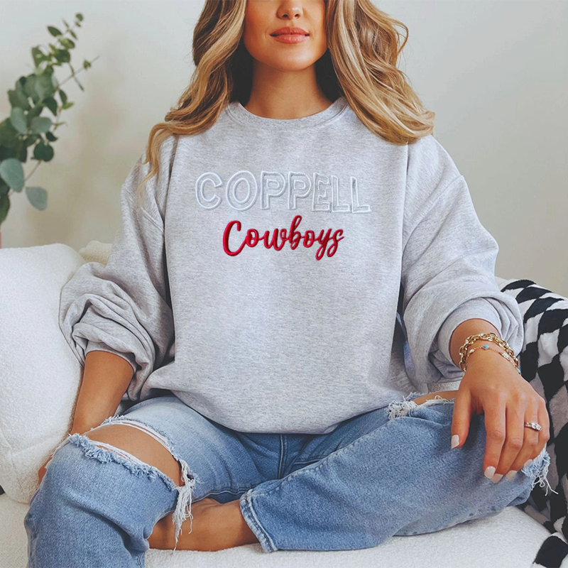 Custom Coppell Cowboys PUFF Embroidery Sweatshirt,College Team Sweatshirt