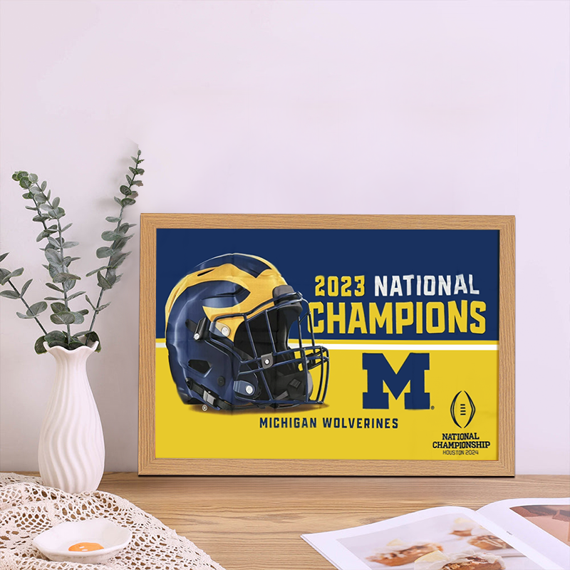 Michigan Team University Wolverines 2023 Football Playoff National Champions Man Cave, College Football Frame