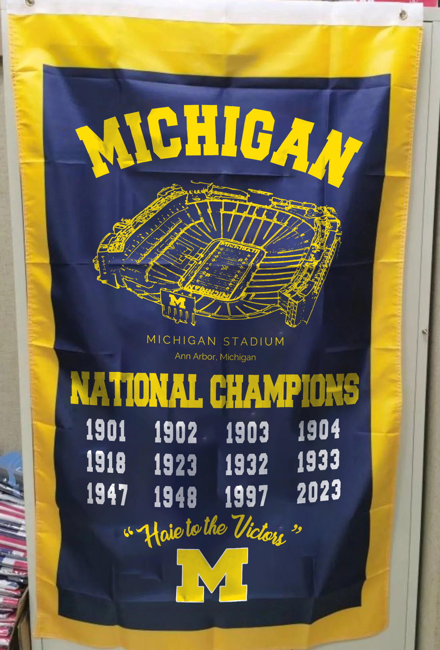 Michigan Team University Wolverines 2023 Football Playoff National Champions, Garage, Dorm, Outdoor Decoration