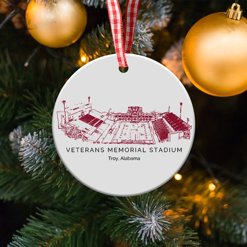 Veterans Memorial Stadium - Troy Trojans football,College Football Ceramic Christmas Ornament