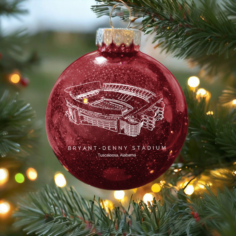 Personalized Bryant–Denny Stadium - Alabama Crimson Tide football Christmas Glitter Ornament Ball, Xmas Football Stadium Ball