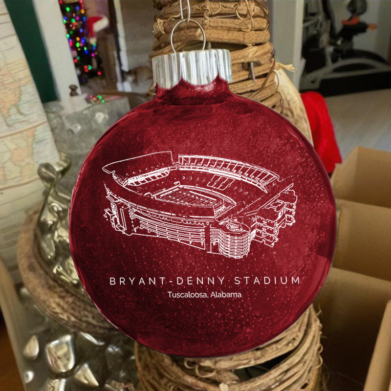 Personalized Bryant–Denny Stadium - Alabama Crimson Tide football Christmas Glitter Ornament Ball, Xmas Football Stadium Ball