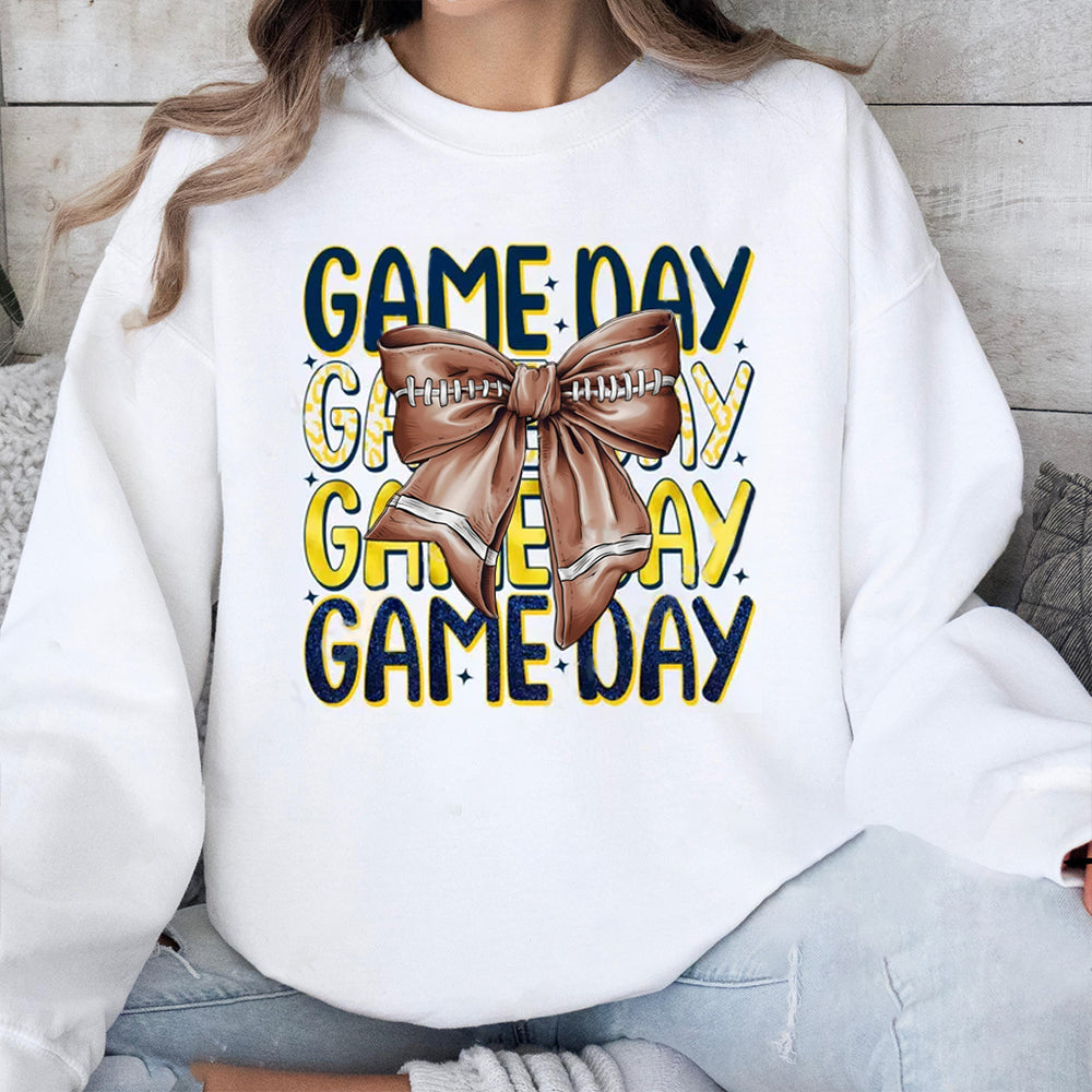 Michigan Wolverines football Game Day Football Bow-Knot Sweatshirt