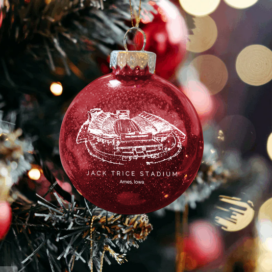 Personalized Jack Trice Stadium - Iowa State Cyclones football Christmas Glitter Ornament Ball, Xmas Football Stadium Ball