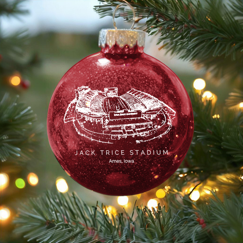 Personalized Jack Trice Stadium - Iowa State Cyclones football Christmas Glitter Ornament Ball, Xmas Football Stadium Ball